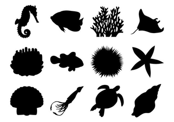 Free Sea Life Silhouettes Vector - Free vector #403837