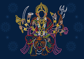 Goddess Durga Line Art - Free vector #403947