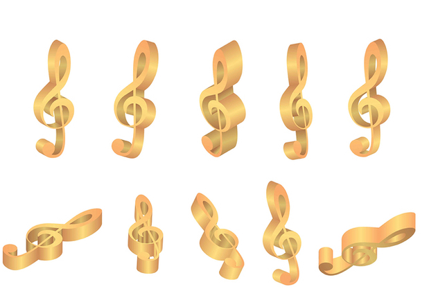 Violin Key Gold Icons Vectors - Free vector #407147