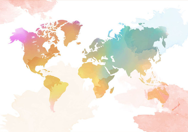 Watercolor World Map Vector - vector gratuit #407737 