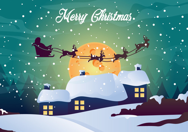 Merry Christmas Night Illustration - Free vector #410467