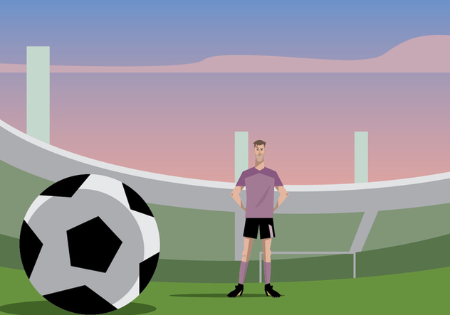 Football Player Standing In Football Ground Vector - Free vector #415797