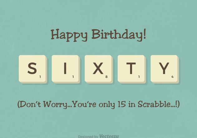 Free 60th Birthday Scrabble Letter Vector Card - Kostenloses vector #418127
