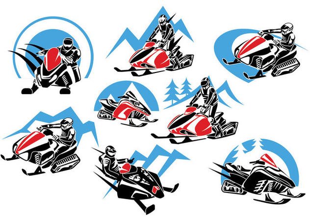Set of Winter Snowmobile Logo, Emblems, Badges and Icons - vector gratuit #419317 