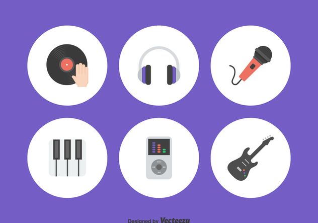 Flat Music Icons Vector Set - Kostenloses vector #421047