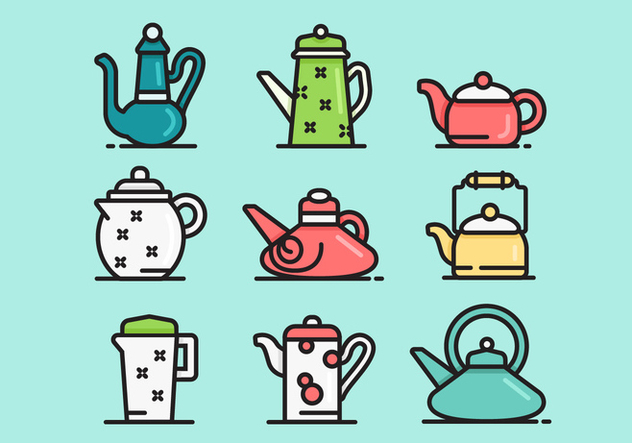 Cute Teapot Icon Vector Sets - Free vector #421727