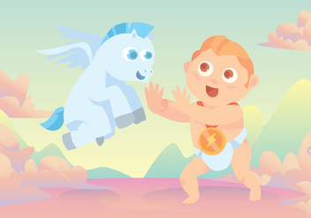 Baby Hercules and Pegasus Vector - Free vector #421747