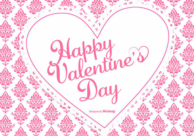 Cute Pink Damask Valentine's Day Background - Free vector #422497