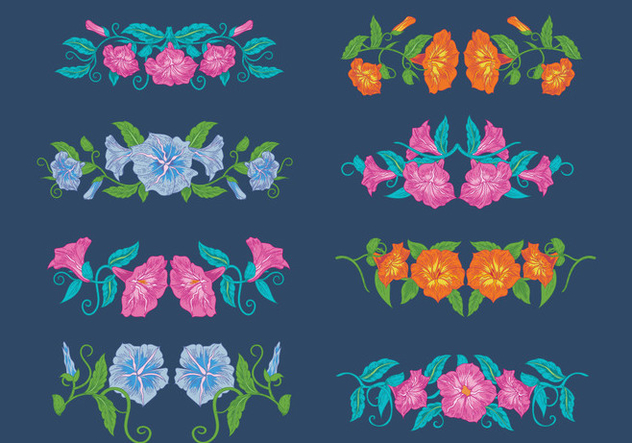 Vintage Petunia Flowers, Horizontal Bouquet - vector gratuit #424407 