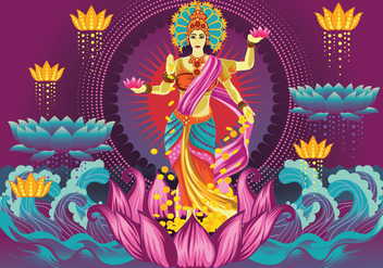 Free Purple Goddess Lakshmi Vector - бесплатный vector #426717