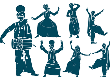 Punjabi Dancers Silhouettes - Free vector #428337