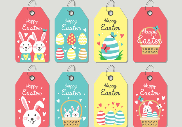 Cute Easter Tag - vector gratuit #432497 