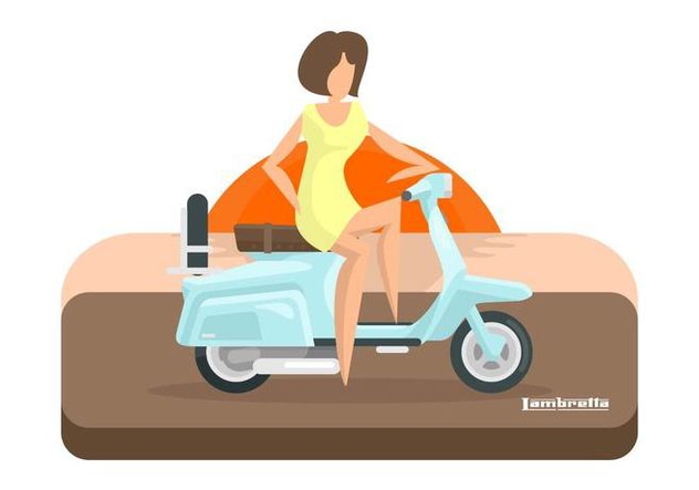 Lambretta Sunset with Rider Illustration - Free vector #432887
