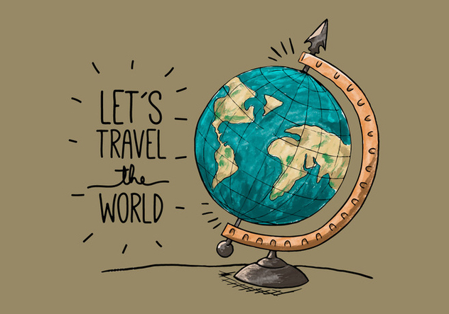 Vintage Earth Globe With Quote Travel - Kostenloses vector #433187