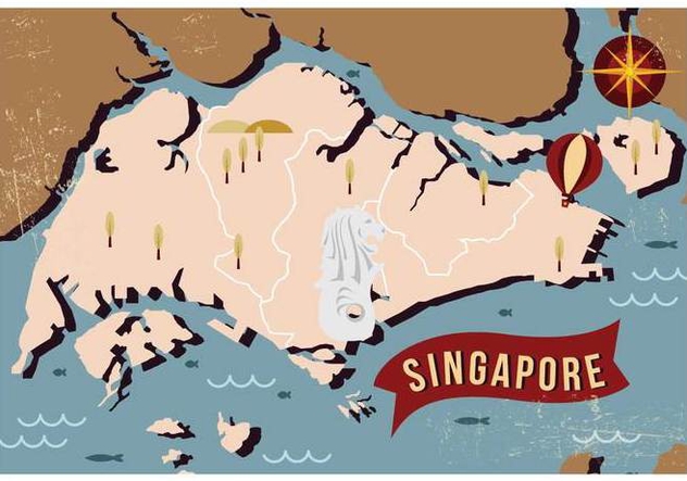 Vintage Singapore Map - vector gratuit #433527 