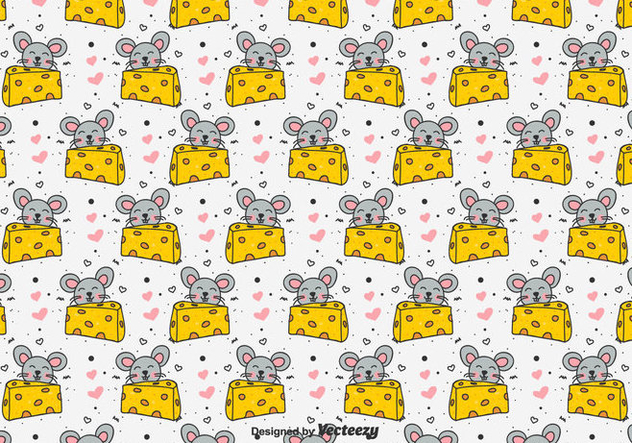 Doodle Mouse And Cheese Vector Pattern - бесплатный vector #433547