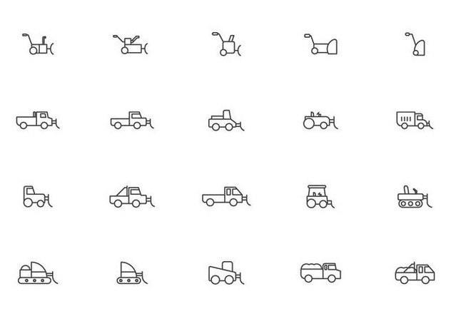 Winter Truck and Snow Blower Vectors - Free vector #434277