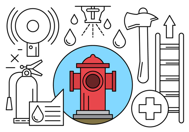 Firefighter and Fire Department Icons in Vector - бесплатный vector #434587