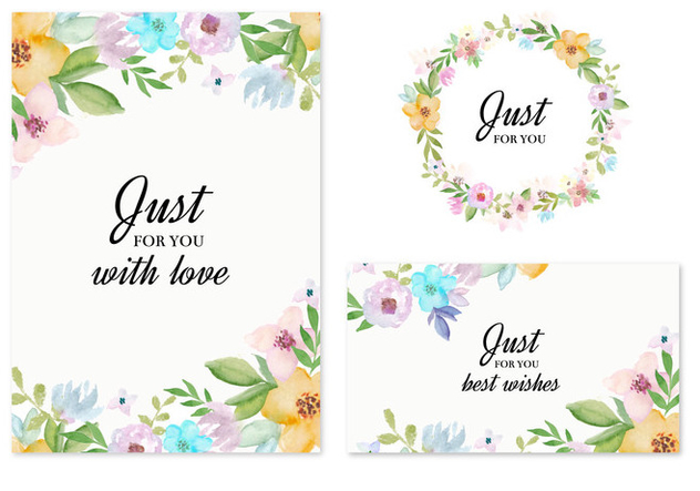 Free Vector Invitation Cards With Watercolor Flowers - бесплатный vector #435517