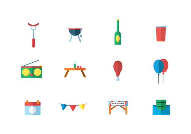 Party Icons in Flat Style - vector #435717 gratis