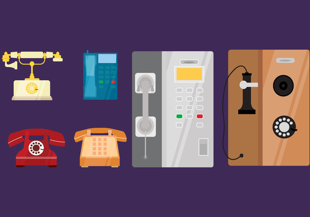 Flat Classic Telephone Vector Collection - Free vector #436947