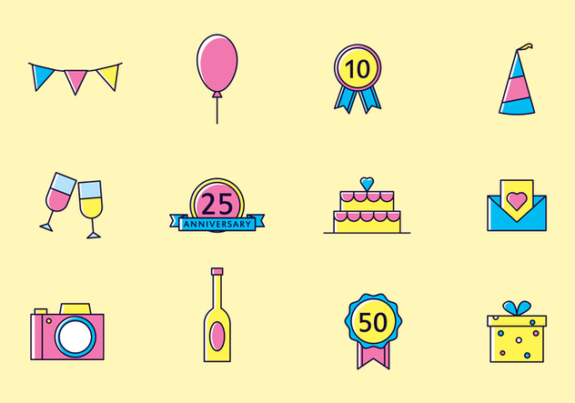 Bright Anniversary Icons - Free vector #437907