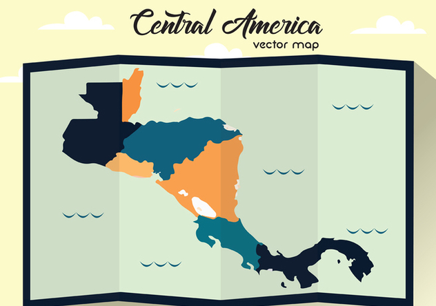 Folded Central America Vector Map - Free vector #437967