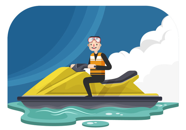 Man On A Jet Ski Vector Illustration - Free vector #438597