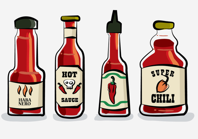 Hot Chili Sauce Bottle Habanero Vector Illustration - vector gratuit #439927 
