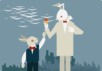 Easter Bunnies With Hipster Style Vector - vector gratuit #440497 