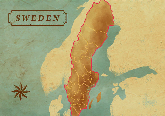 Vintage Sweden Map - Kostenloses vector #440827