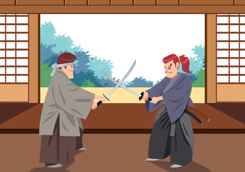 Samurai Dojo Vector Scene - бесплатный vector #441437