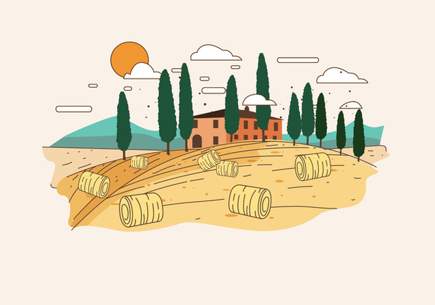 Tuscany Landscape Vector - бесплатный vector #442357
