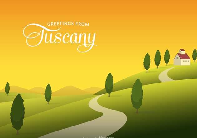 Tuscany Rural Landscape With Fields And Hills Vector - Free vector #442737