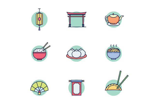 East Asian Culture Icons - vector #443917 gratis