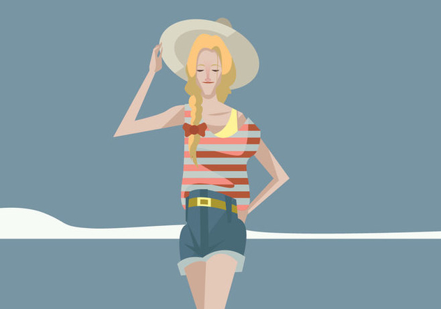 Hipster Girl With Plait and Hat Vector - бесплатный vector #444737