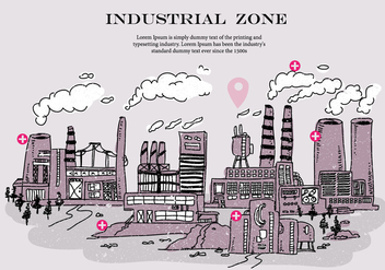 Industrial Zone Smoke Stack Doodle Vector Illustration - бесплатный vector #445247