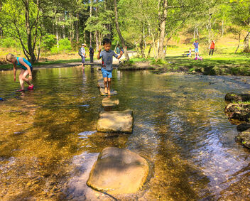 Happy boy, Stepping stones, Sherbrook Valley, Brocton, England - image gratuit #471007 