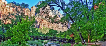 Bridge to Emerald Pools, Virgin River, Zion NP 4-14 - бесплатный image #481247
